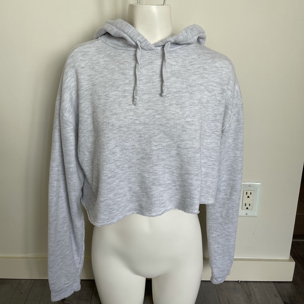 TopShop cropped grey hoodie sz small